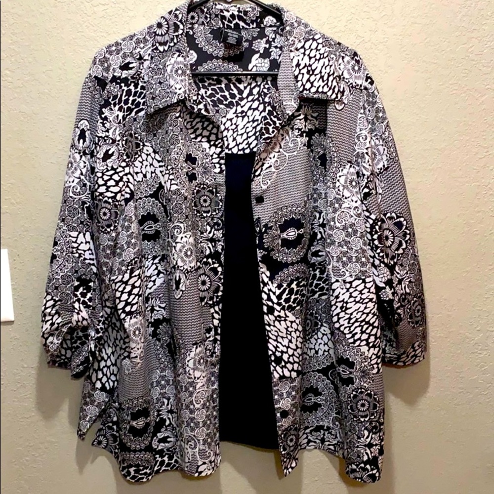 Black and white blouse